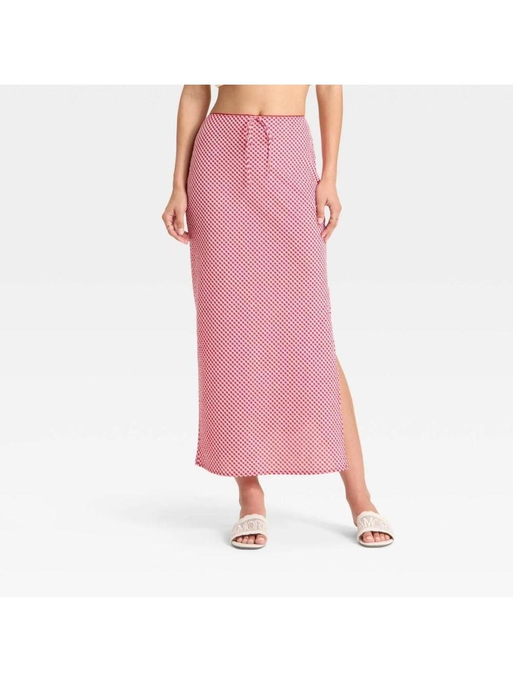 Women's Column Maxi Skirt - Wild Fable Red Gingham XXS